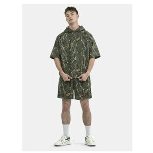 No Boundaries French Terry Pullover Hoodie with Short Sleeves, CAMO, XL